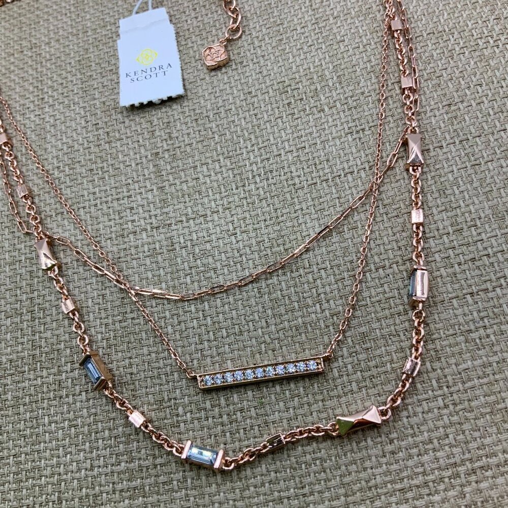 Kendra Scott NWT Addison Triple Strand 14K Gold Over Brass Necklace